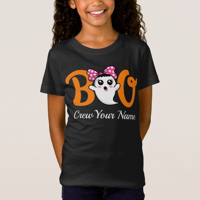 Boo Crew Orange Halloween Family Matching T Shirt (Framsida)