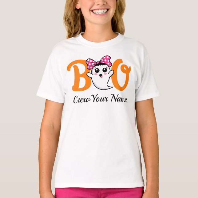 Boo Crew Orange Halloween Family Matching T Shirt (Framsida)