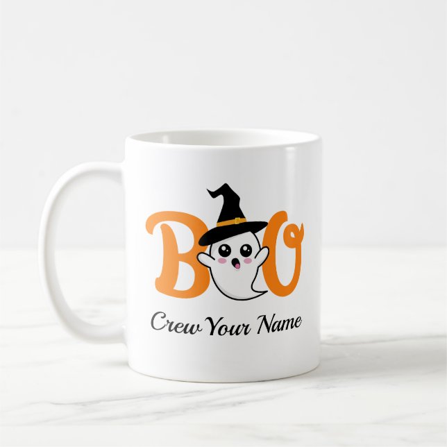 Boo Crew Orange Halloween Family Personlig Kaffemugg (Vänster)