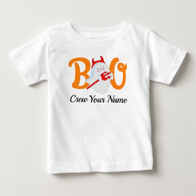 Boo Crew Orange Halloween Family Personlig T Shirt (Framsida)