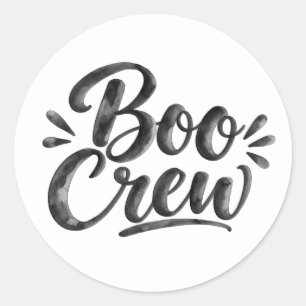Boo Crew Rolig Halloween Vattenfärgsskrift Runt Klistermärke