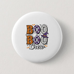 Boo Crew Sjuksköterska Halloween Vintage T-Shirt D Knapp