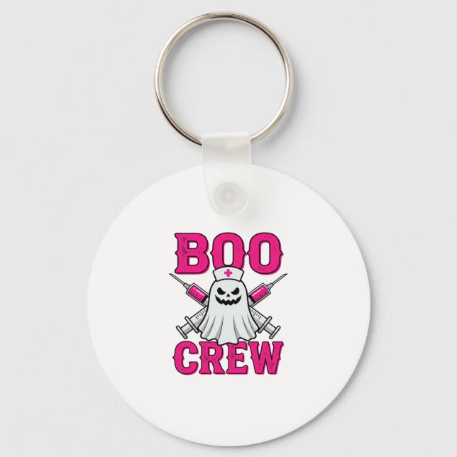 Boo Crew Sjuksköterska Spöke Halloween Nyckelring (Framsida)