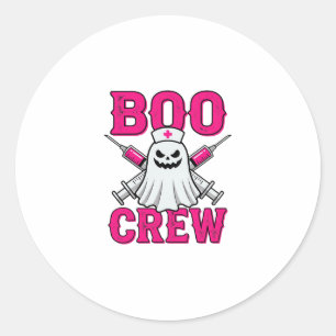 Boo Crew Sjuksköterska Spöke Halloween Runt Klistermärke