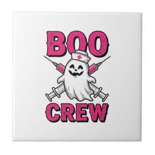 Boo Crew Sjuksköterska Spöke Halloween Vector Desi Kakelplatta