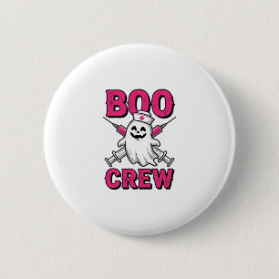 Boo Crew Sjuksköterska Spöke Halloween Vector Desi Knapp