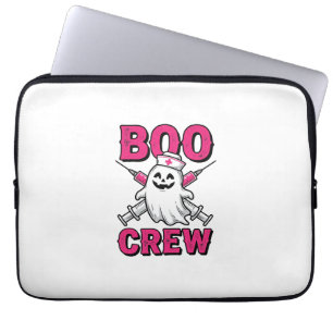 Boo Crew Sjuksköterska Spöke Halloween Vector Desi Laptop Fodral