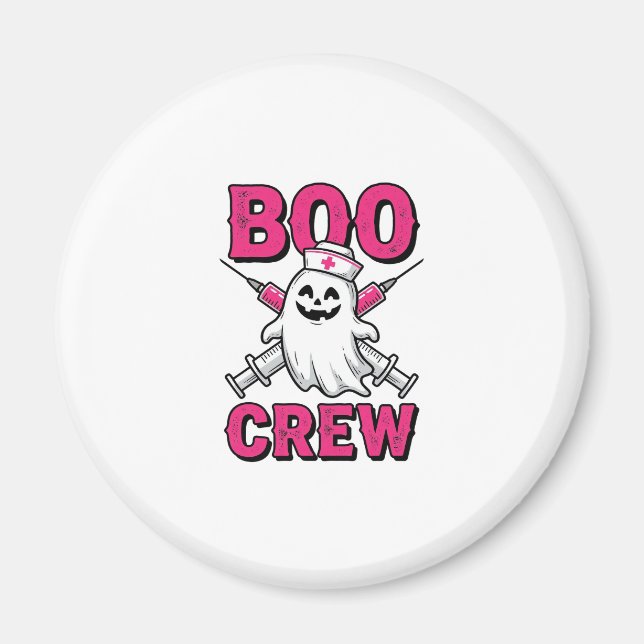 Boo Crew Sjuksköterska Spöke Halloween Vector Desi Magnet (Framsidan)