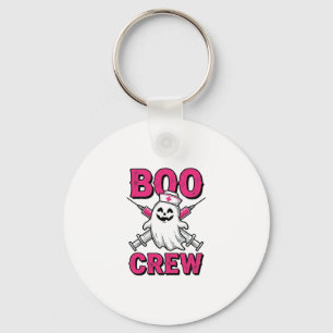 Boo Crew Sjuksköterska Spöke Halloween Vector Desi Nyckelring