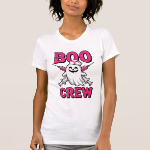 Boo Crew Sjuksköterska Spöke Halloween Vector Desi T Shirt