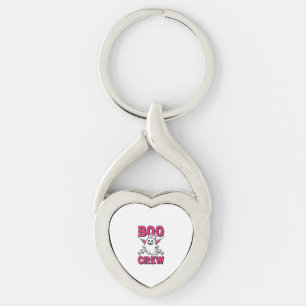 Boo Crew Sjuksköterska Spöke Halloween Vector Desi Twisted Heart Silverfärgad Nyckelring