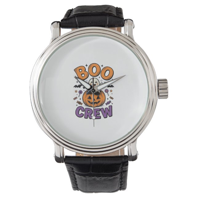 Boo Crew Söt Spök Pumpa Halloween Tröja Design Armbandsur (Framsida)
