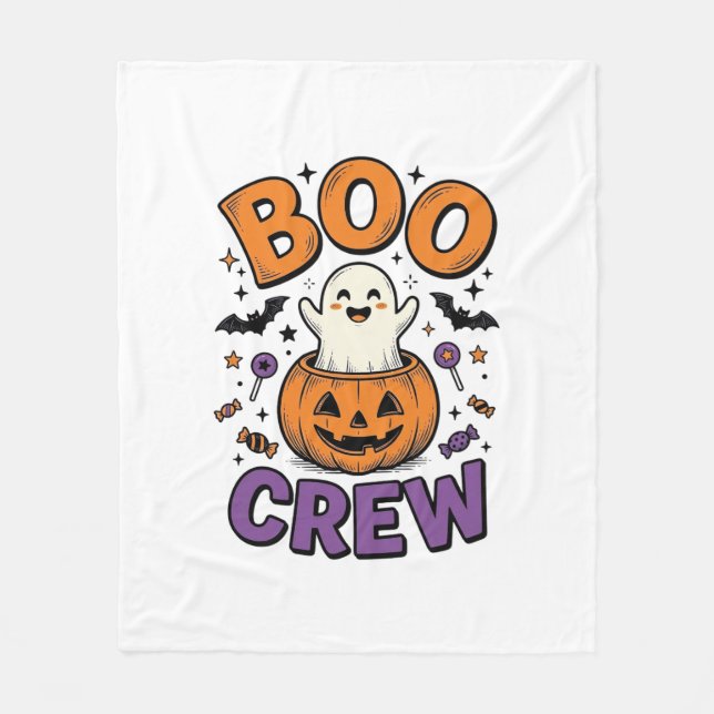 Boo Crew Söt Spök Pumpa Halloween Tröja Design Fleecefilt (Framsidan)