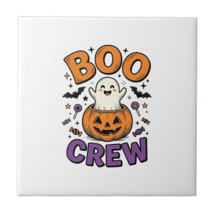 Boo Crew Söt Spök Pumpa Halloween Tröja Design Kakelplatta