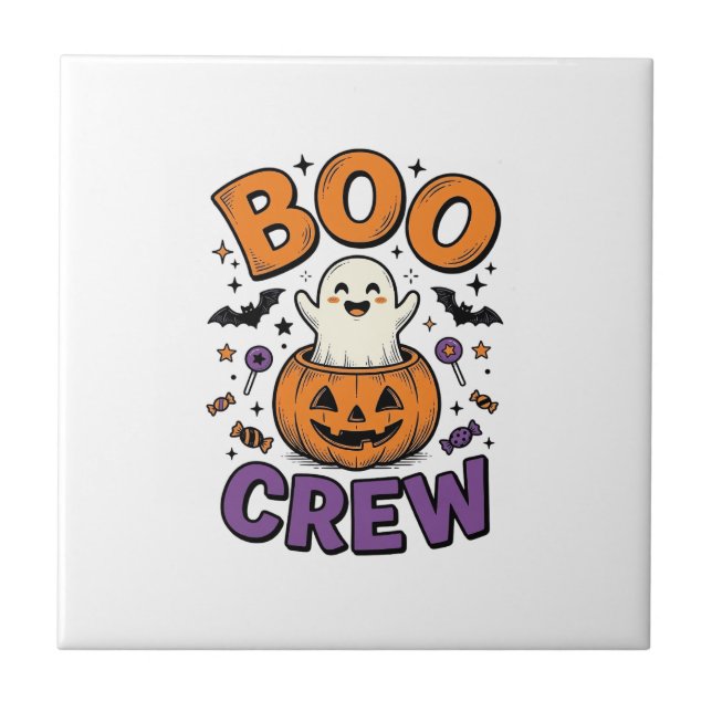 Boo Crew Söt Spök Pumpa Halloween Tröja Design Kakelplatta (Framsidan)