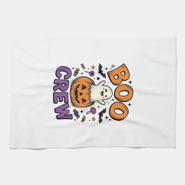 Boo Crew Söt Spök Pumpa Halloween Tröja Design Kökshandduk (Horisontell)