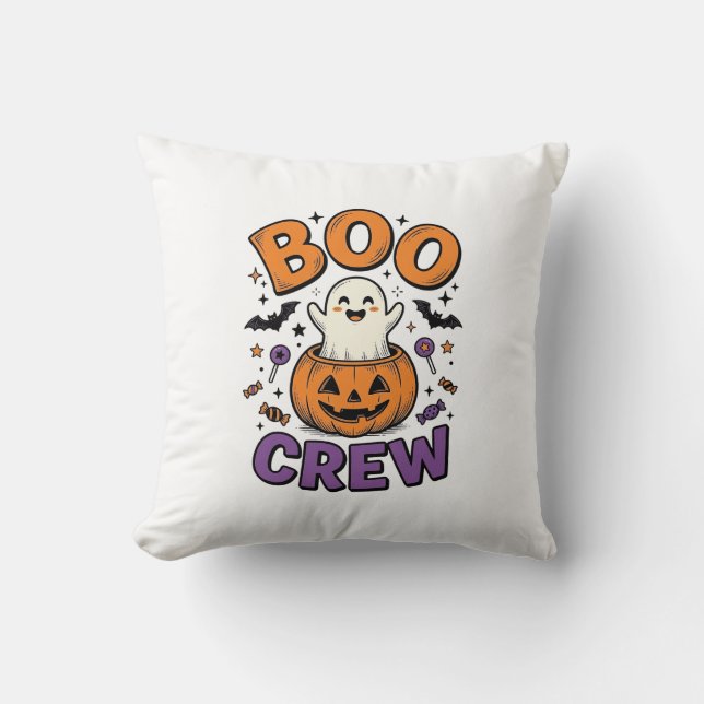 Boo Crew Söt Spök Pumpa Halloween Tröja Design Kudde (Framsida)