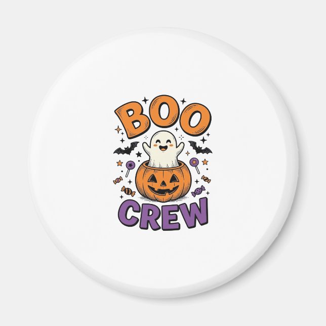 Boo Crew Söt Spök Pumpa Halloween Tröja Design Magnet (Framsidan)
