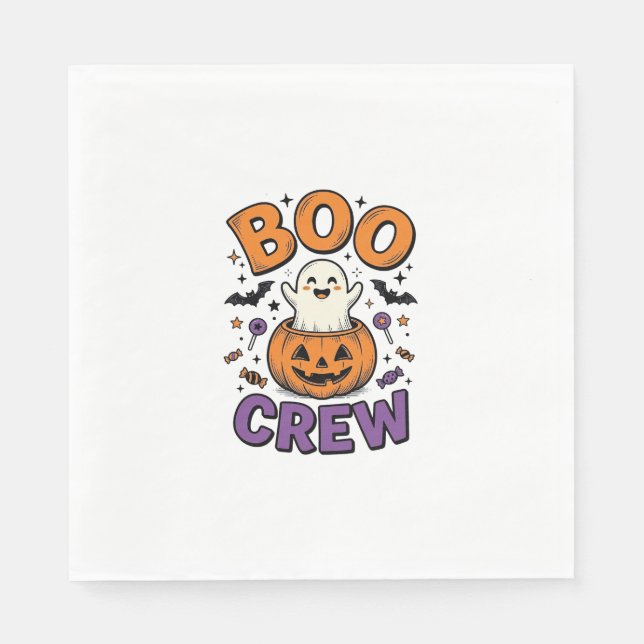 Boo Crew Söt Spök Pumpa Halloween Tröja Design Pappersservett (Framsidan)