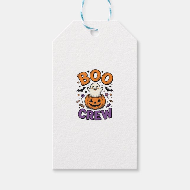 Boo Crew Söt Spök Pumpa Halloween Tröja Design Presentetikett (Framsidan)
