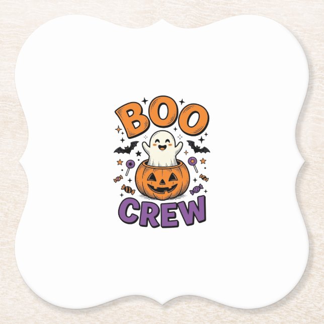 Boo Crew Söt Spök Pumpa Halloween Tröja Design Underlägg Papper (Framsida)