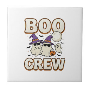 Boo Crew Spök Halloween Vintage Vektor Design_1 Kakelplatta