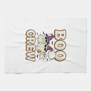 Boo Crew Spök Halloween Vintage Vektor Design_1 Kökshandduk