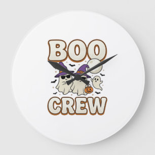 Boo Crew Spök Halloween Vintage Vektor Design_1 Stor Klocka