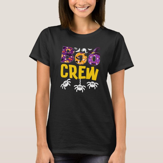 BOO CREW Spöken Pumpa Spindlar Fladdermöss Hallowe T Shirt (Framsida)