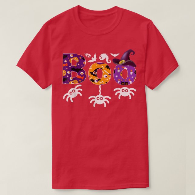 BOO CREW Spöken Pumpkins Spiders Fladdermöss Hallo T Shirt (Design framsida)
