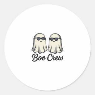 Boo Crew Spöken Vintage Halloween T-Shirt Design_1 Runt Klistermärke