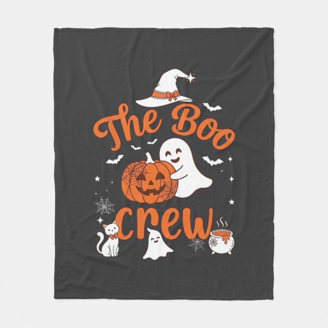 Boo Crew Spökpumpa Vit Katt Häxa Hatt Fleecefilt (Framsidan)