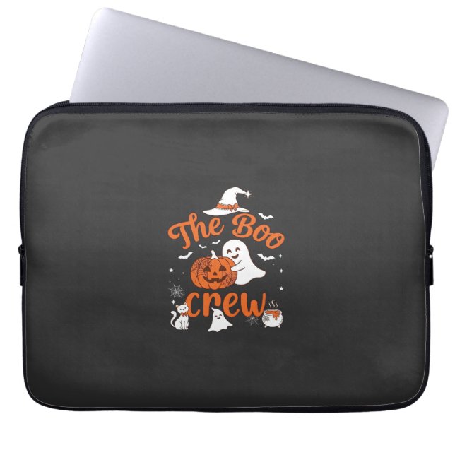 Boo Crew Spökpumpa Vit Katt Häxa Hatt Laptop Fodral (Framsidan)