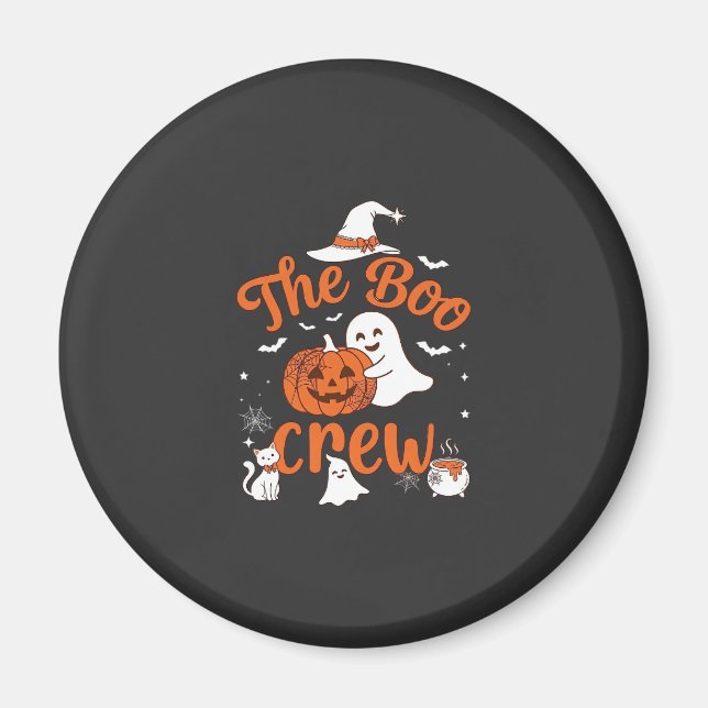 Boo Crew Spökpumpa Vit Katt Häxa Hatt Magnet (Framsidan)
