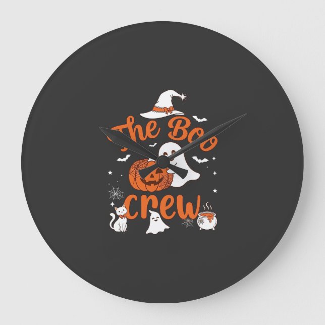 Boo Crew Spökpumpa Vit Katt Häxa Hatt Stor Klocka (Framsida)