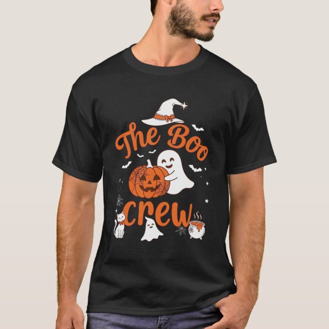 Boo Crew Spökpumpa Vit Katt Häxa Hatt T Shirt (Framsida)