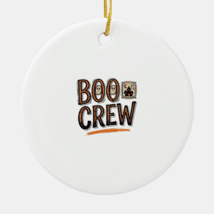 Boo Crew Vintage Halloween Gravyr T-Shirt Design_ Julgransprydnad Keramik