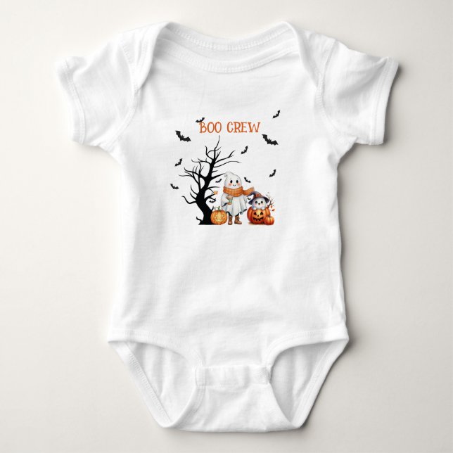 BOO CREW-Whimsical spöken, Jack o'lanterns & Fladd T Shirt (Framsida)
