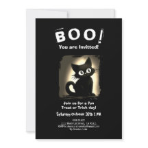 Boo Cute Black Cat Halloween fest-inbjudan