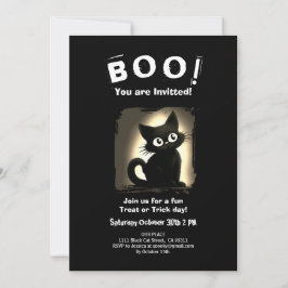 Boo Cute Black Cat Halloween fest-inbjudan Inbjudningar