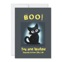 Boo Cute Black Cat Halloween fest-inbjudan
