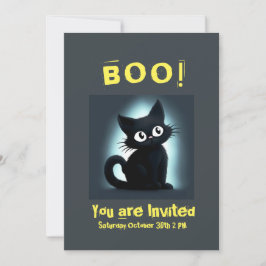 Boo Cute Black Cat Halloween fest-inbjudan Inbjudningar