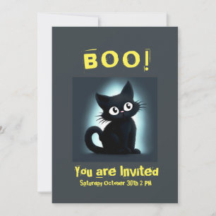 Boo Cute Black Cat Halloween fest-inbjudan Inbjudningar