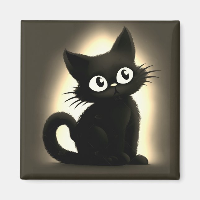 Boo Cute Black Cat Halloween Magnet (Framsidan)