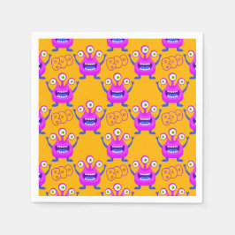 Boo! Cute Funny Spooky Monsters Halloween Pappersservett
