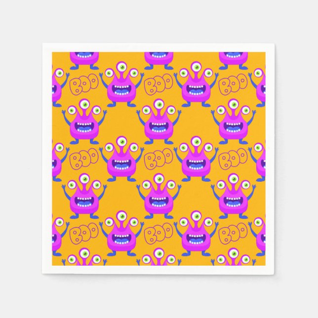 Boo! Cute Funny Spooky Monsters Halloween Pappersservett (Framsidan)