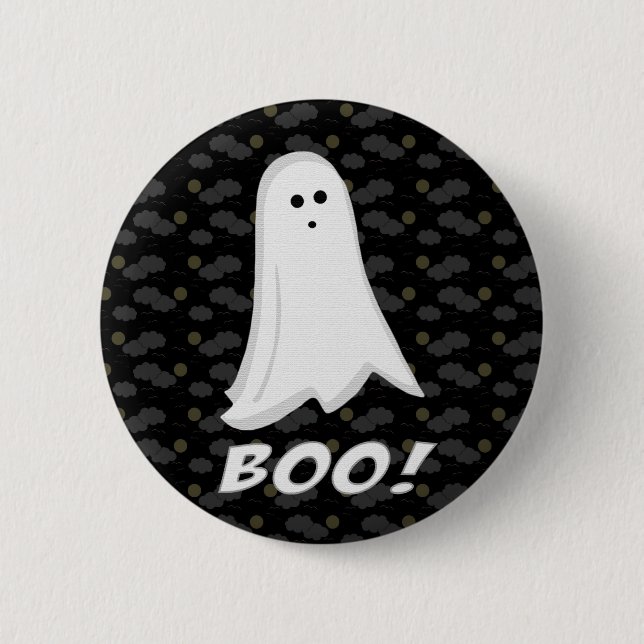 Boo, Cute Ghost Black and White Knapp (Framsida)