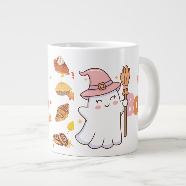 Boo Cute Ghost Coffee Kopp med Bakery Treat Jumbo Mugg (Framsida höger)