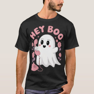 Boo Cute Ghost Funny Halloween Girls Women Kid T Shirt