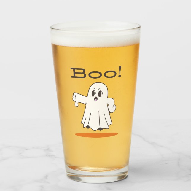 Boo! Cute Ghost Funny Halloween Pint Glass Glaskopp (Framsida fylld)